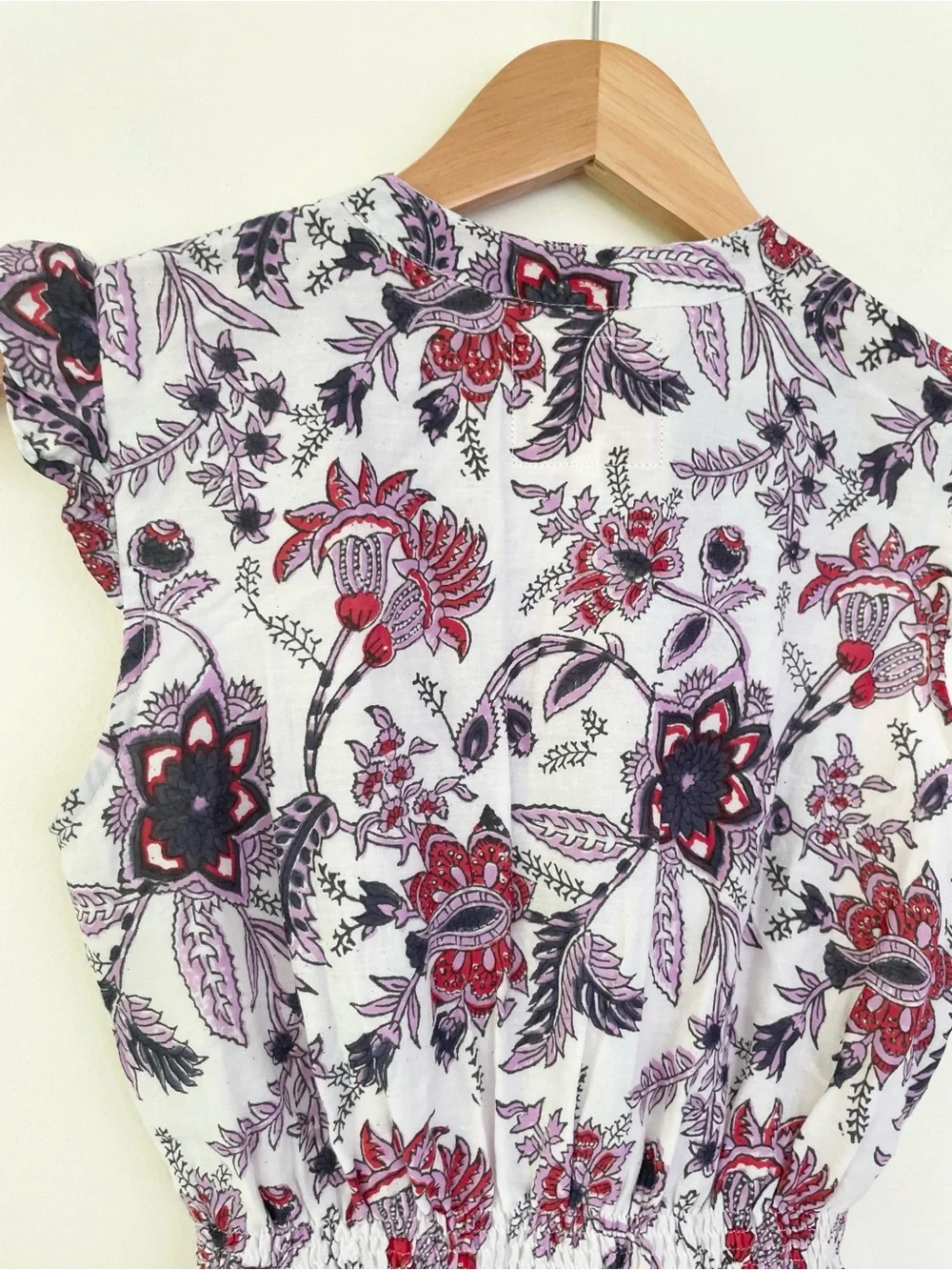 Bell by Alicia Bell Floral Block Print Tassel Ruffle Dress Cotton 8Y Purple Red